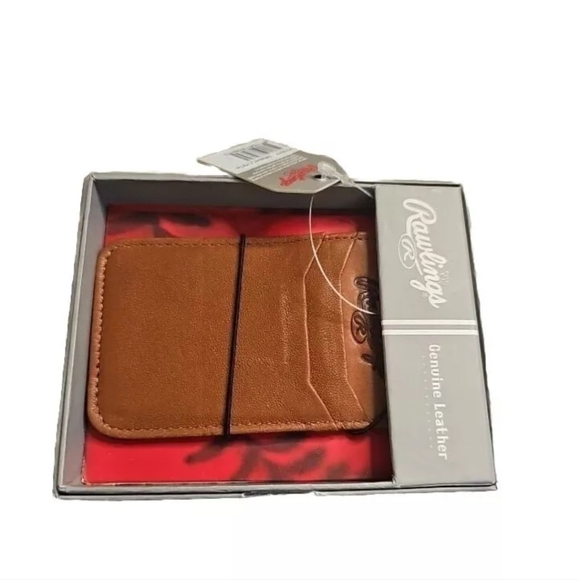 Rawlings Leather Cell Phone Adhesive Credit Card Holder Wallet Black Brown - Picture 3 of 4